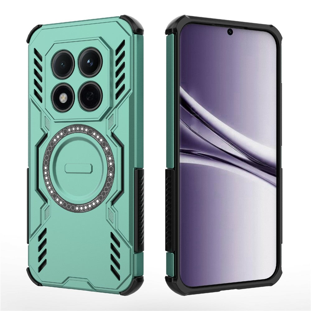 For Xiaomi Redmi Note 15 Pro 5G (Global) Magnetic Case Butterfly Armor Hollow Heat Dissipation PC + TPU Phone Cover - Green