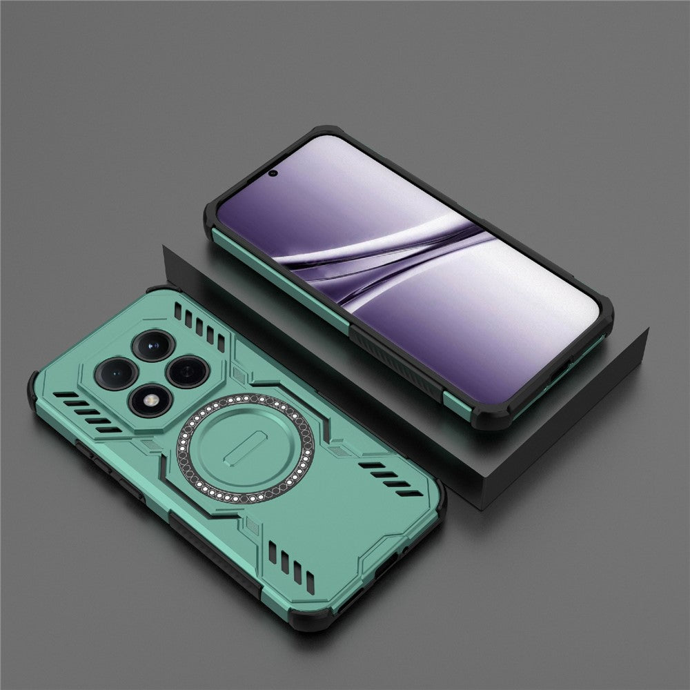 For Xiaomi Redmi Note 15 Pro 5G (Global) Magnetic Case Butterfly Armor Hollow Heat Dissipation PC + TPU Phone Cover - Green