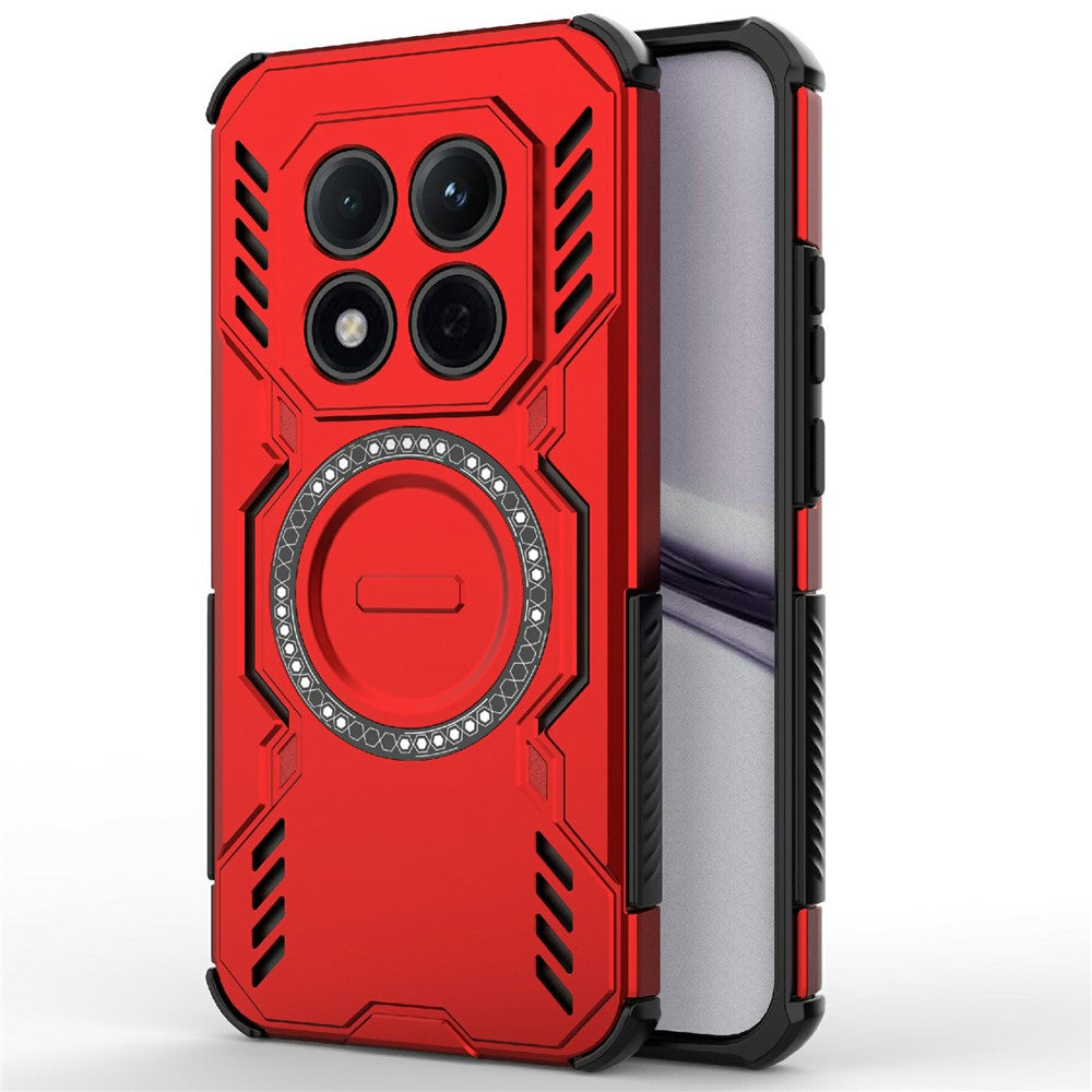 For Xiaomi Redmi Note 15 Pro 5G (Global) Magnetic Case Butterfly Armor Hollow Heat Dissipation PC + TPU Phone Cover - Red