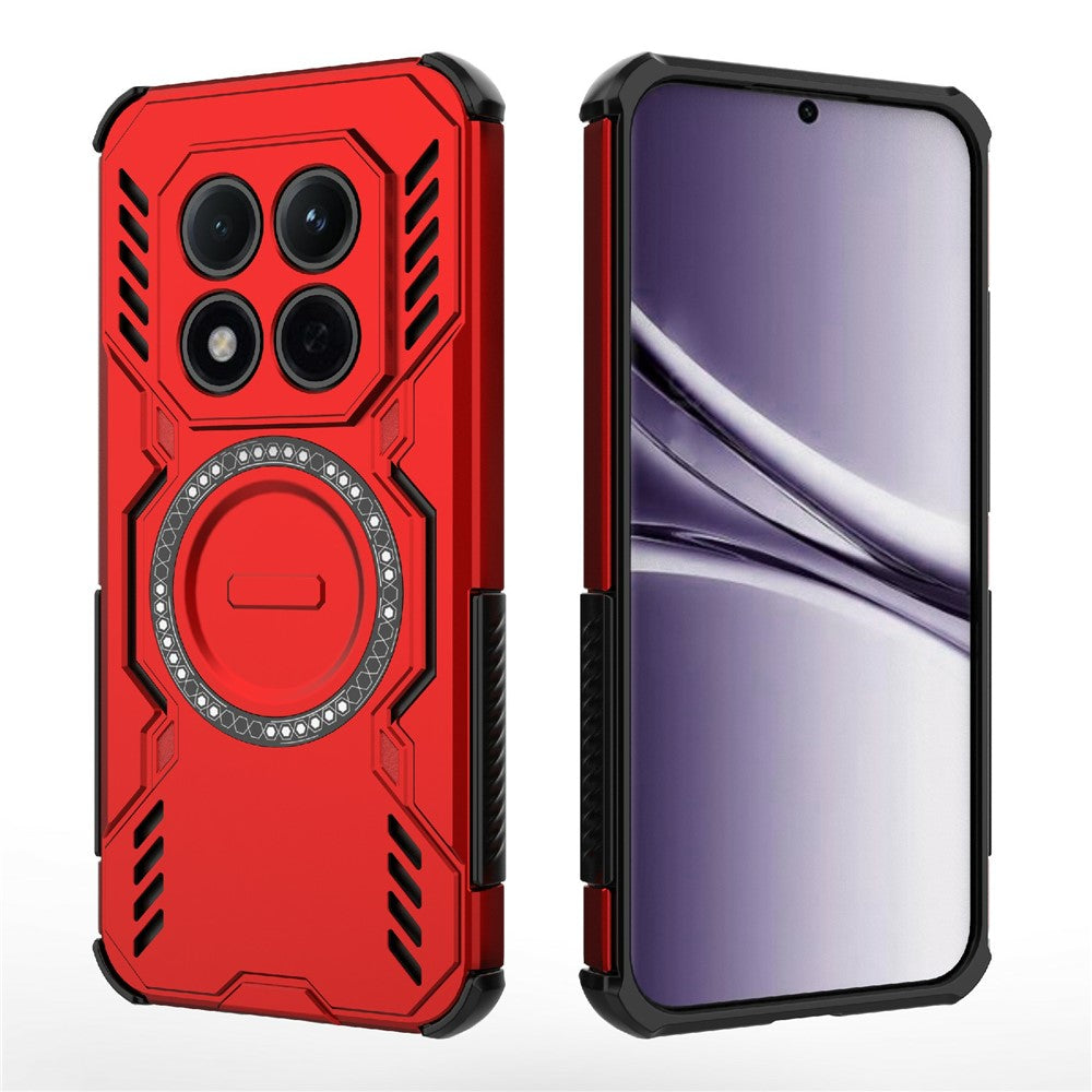 For Xiaomi Redmi Note 15 Pro 5G (Global) Magnetic Case Butterfly Armor Hollow Heat Dissipation PC + TPU Phone Cover - Red