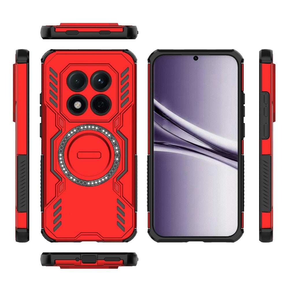 For Xiaomi Redmi Note 15 Pro 5G (Global) Magnetic Case Butterfly Armor Hollow Heat Dissipation PC + TPU Phone Cover - Red