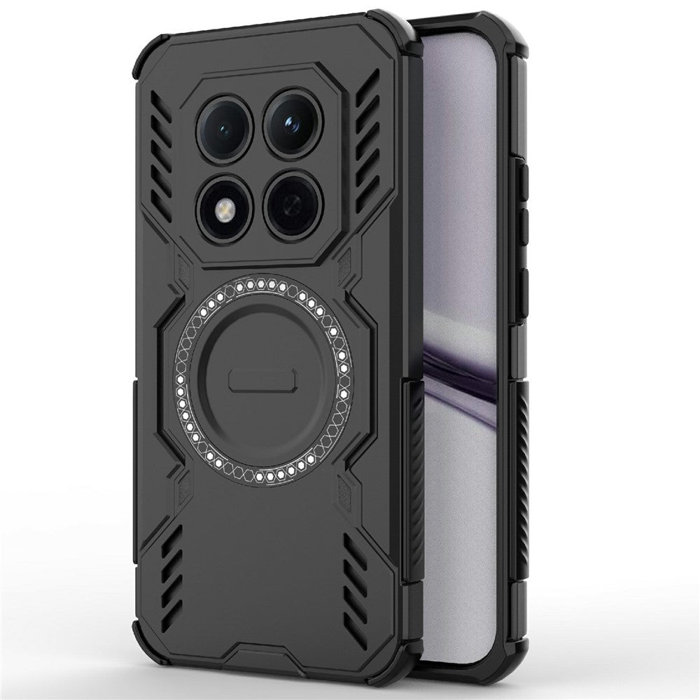 For Xiaomi Redmi Note 15 Pro 5G (Global) Magnetic Case Butterfly Armor Hollow Heat Dissipation PC + TPU Phone Cover - Black