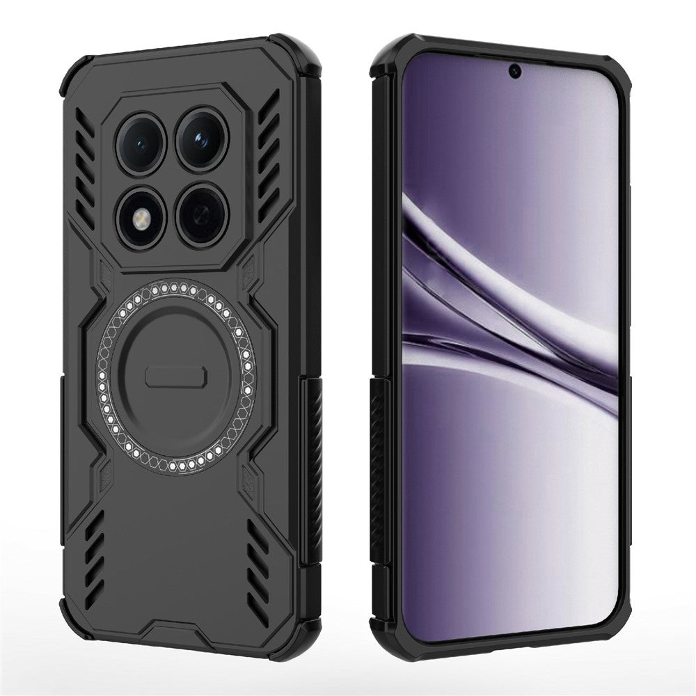 For Xiaomi Redmi Note 15 Pro 5G (Global) Magnetic Case Butterfly Armor Hollow Heat Dissipation PC + TPU Phone Cover - Black