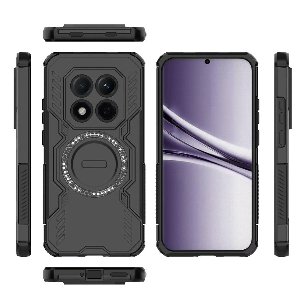 For Xiaomi Redmi Note 15 Pro 5G (Global) Magnetic Case Butterfly Armor Hollow Heat Dissipation PC + TPU Phone Cover - Black