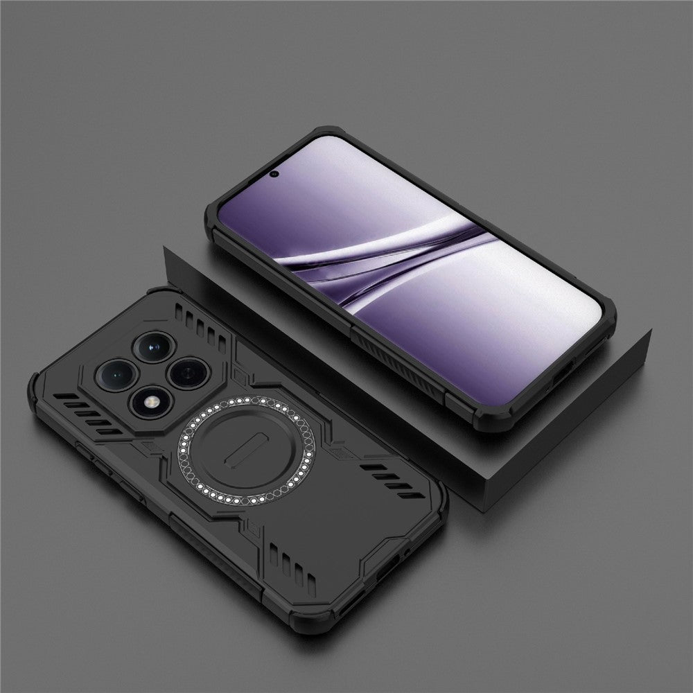 For Xiaomi Redmi Note 15 Pro 5G (Global) Magnetic Case Butterfly Armor Hollow Heat Dissipation PC + TPU Phone Cover - Black
