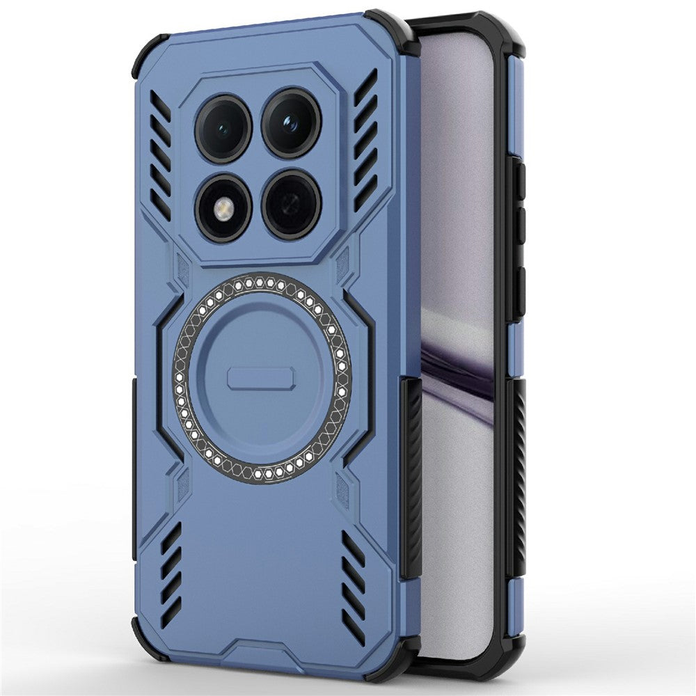 For Xiaomi Redmi Note 15 Pro 5G (Global) Magnetic Case Butterfly Armor Hollow Heat Dissipation PC + TPU Phone Cover - Blue
