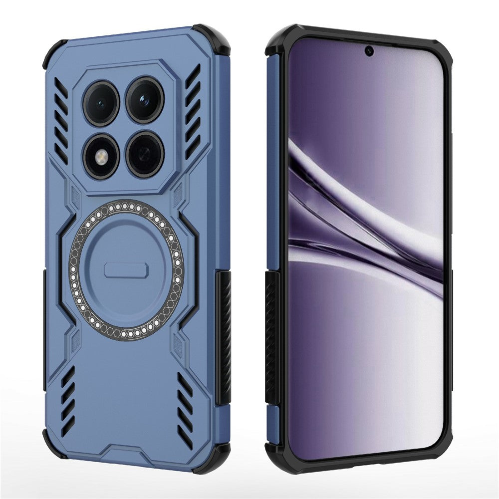 For Xiaomi Redmi Note 15 Pro 5G (Global) Magnetic Case Butterfly Armor Hollow Heat Dissipation PC + TPU Phone Cover - Blue