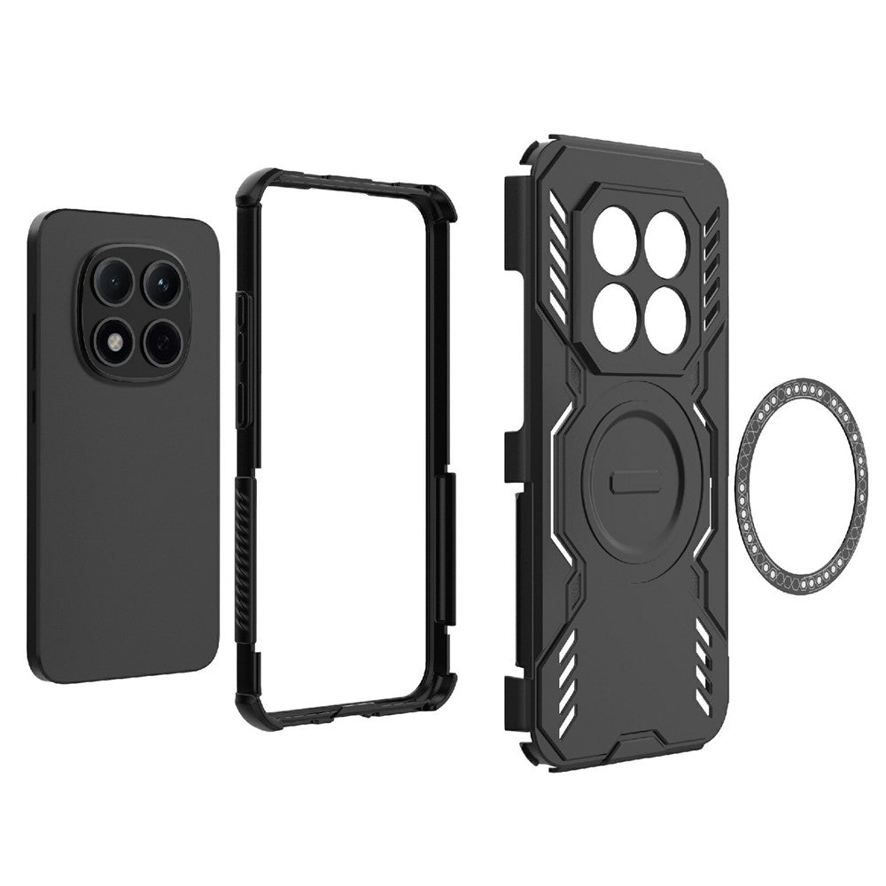 For Xiaomi Redmi Note 15 Pro 5G (Global) Magnetic Case Butterfly Armor Hollow Heat Dissipation PC + TPU Phone Cover - Blue