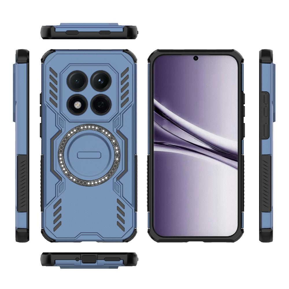 For Xiaomi Redmi Note 15 Pro 5G (Global) Magnetic Case Butterfly Armor Hollow Heat Dissipation PC + TPU Phone Cover - Blue