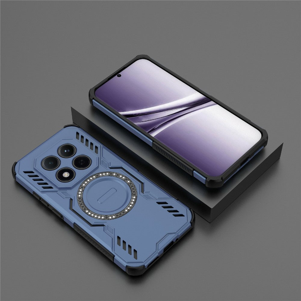 For Xiaomi Redmi Note 15 Pro 5G (Global) Magnetic Case Butterfly Armor Hollow Heat Dissipation PC + TPU Phone Cover - Blue