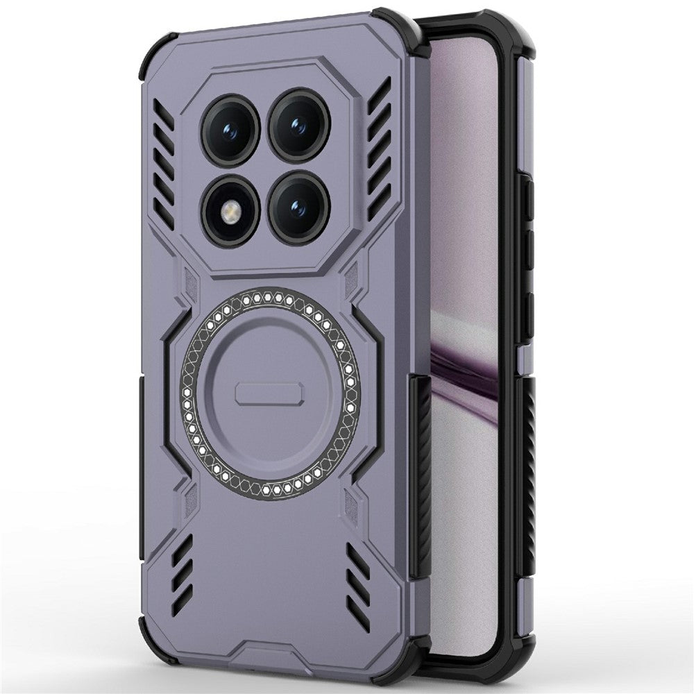 For Xiaomi Poco M8 Pro 5G / Redmi Note 15 Pro+ 5G (Global) Magnetic Case Butterfly Armor Hollow Heat Dissipation PC + TPU Phone Cover - Purple