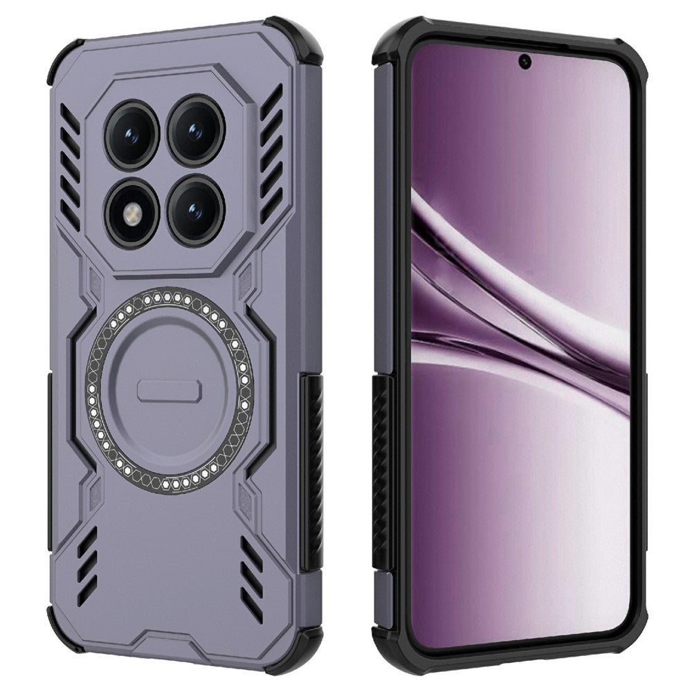 For Xiaomi Poco M8 Pro 5G / Redmi Note 15 Pro+ 5G (Global) Magnetic Case Butterfly Armor Hollow Heat Dissipation PC + TPU Phone Cover - Purple
