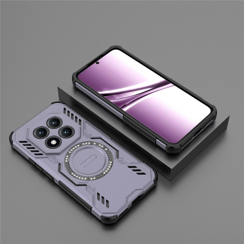 For Xiaomi Poco M8 Pro 5G / Redmi Note 15 Pro+ 5G (Global) Magnetic Case Butterfly Armor Hollow Heat Dissipation PC + TPU Phone Cover - Purple