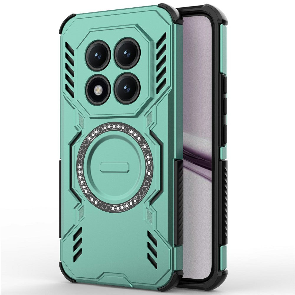 For Xiaomi Poco M8 Pro 5G / Redmi Note 15 Pro+ 5G (Global) Magnetic Case Butterfly Armor Hollow Heat Dissipation PC + TPU Phone Cover - Green