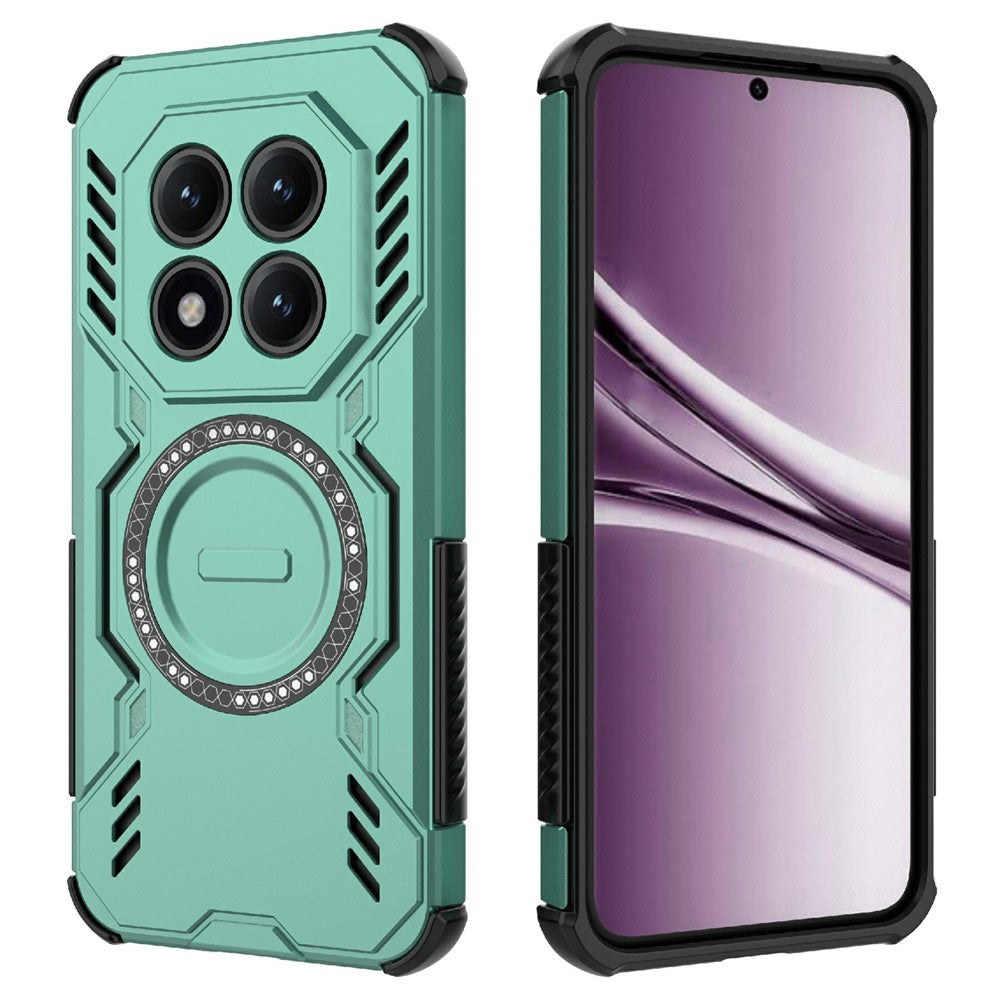 For Xiaomi Poco M8 Pro 5G / Redmi Note 15 Pro+ 5G (Global) Magnetic Case Butterfly Armor Hollow Heat Dissipation PC + TPU Phone Cover - Green