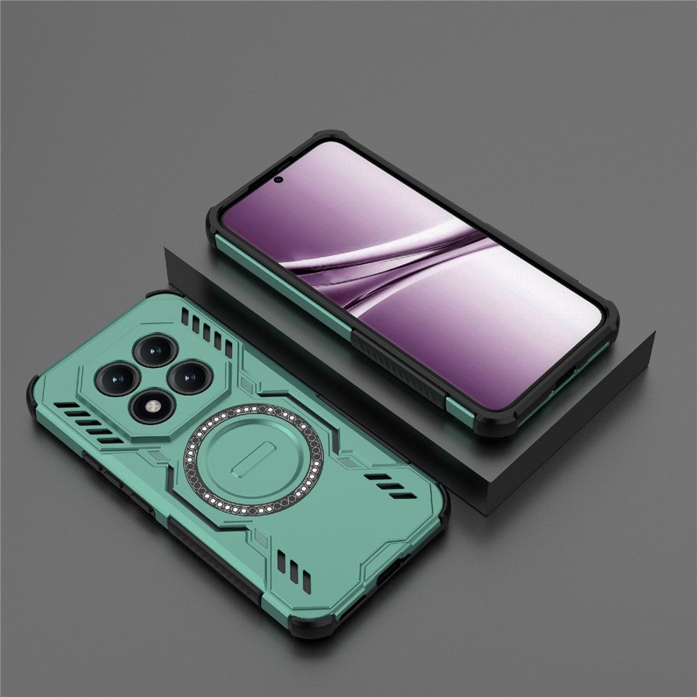 For Xiaomi Poco M8 Pro 5G / Redmi Note 15 Pro+ 5G (Global) Magnetic Case Butterfly Armor Hollow Heat Dissipation PC + TPU Phone Cover - Green