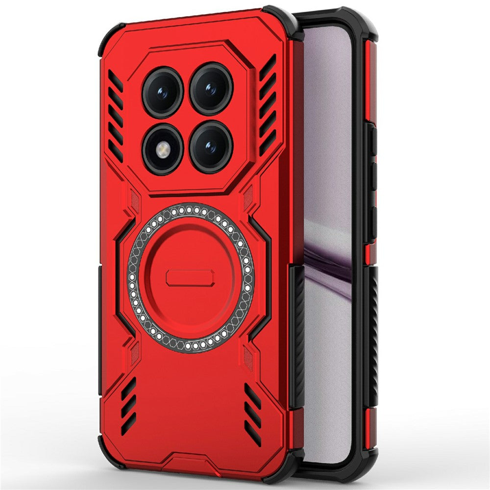 For Xiaomi Poco M8 Pro 5G / Redmi Note 15 Pro+ 5G (Global) Magnetic Case Butterfly Armor Hollow Heat Dissipation PC + TPU Phone Cover - Red