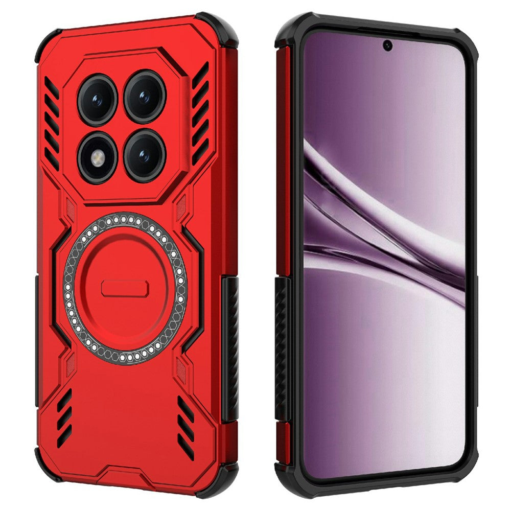 For Xiaomi Poco M8 Pro 5G / Redmi Note 15 Pro+ 5G (Global) Magnetic Case Butterfly Armor Hollow Heat Dissipation PC + TPU Phone Cover - Red