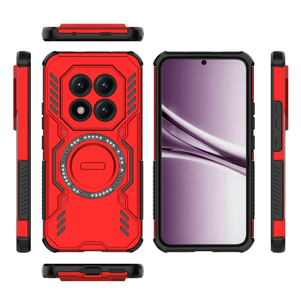 For Xiaomi Poco M8 Pro 5G / Redmi Note 15 Pro+ 5G (Global) Magnetic Case Butterfly Armor Hollow Heat Dissipation PC + TPU Phone Cover - Red