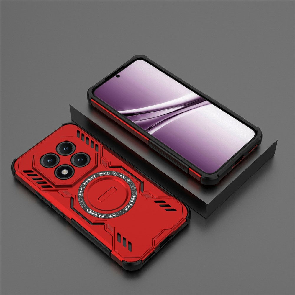 For Xiaomi Poco M8 Pro 5G / Redmi Note 15 Pro+ 5G (Global) Magnetic Case Butterfly Armor Hollow Heat Dissipation PC + TPU Phone Cover - Red