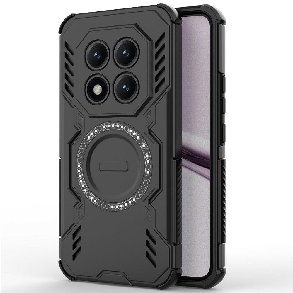 For Xiaomi Poco M8 Pro 5G / Redmi Note 15 Pro+ 5G (Global) Magnetic Case Butterfly Armor Hollow Heat Dissipation PC + TPU Phone Cover - Black