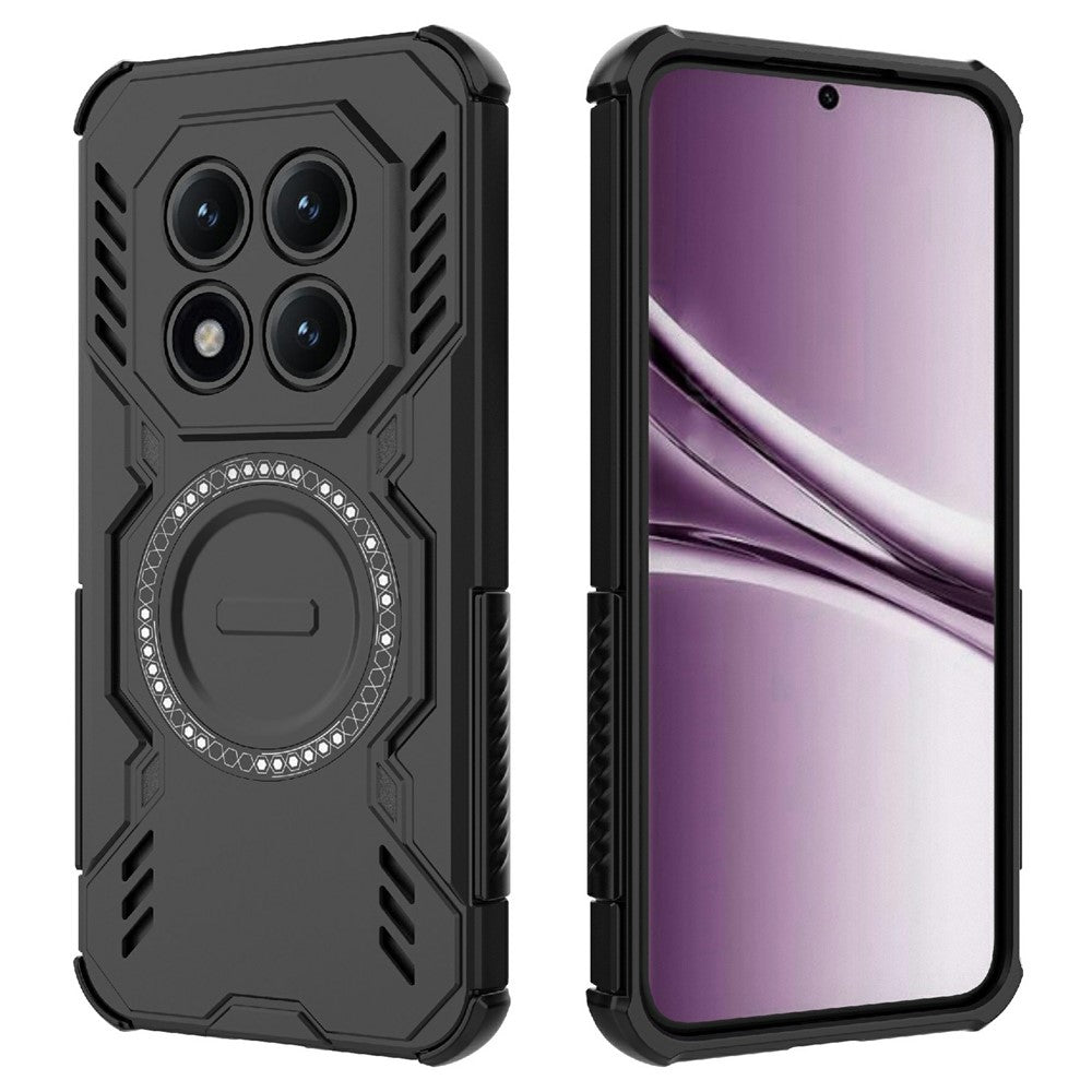 For Xiaomi Poco M8 Pro 5G / Redmi Note 15 Pro+ 5G (Global) Magnetic Case Butterfly Armor Hollow Heat Dissipation PC + TPU Phone Cover - Black