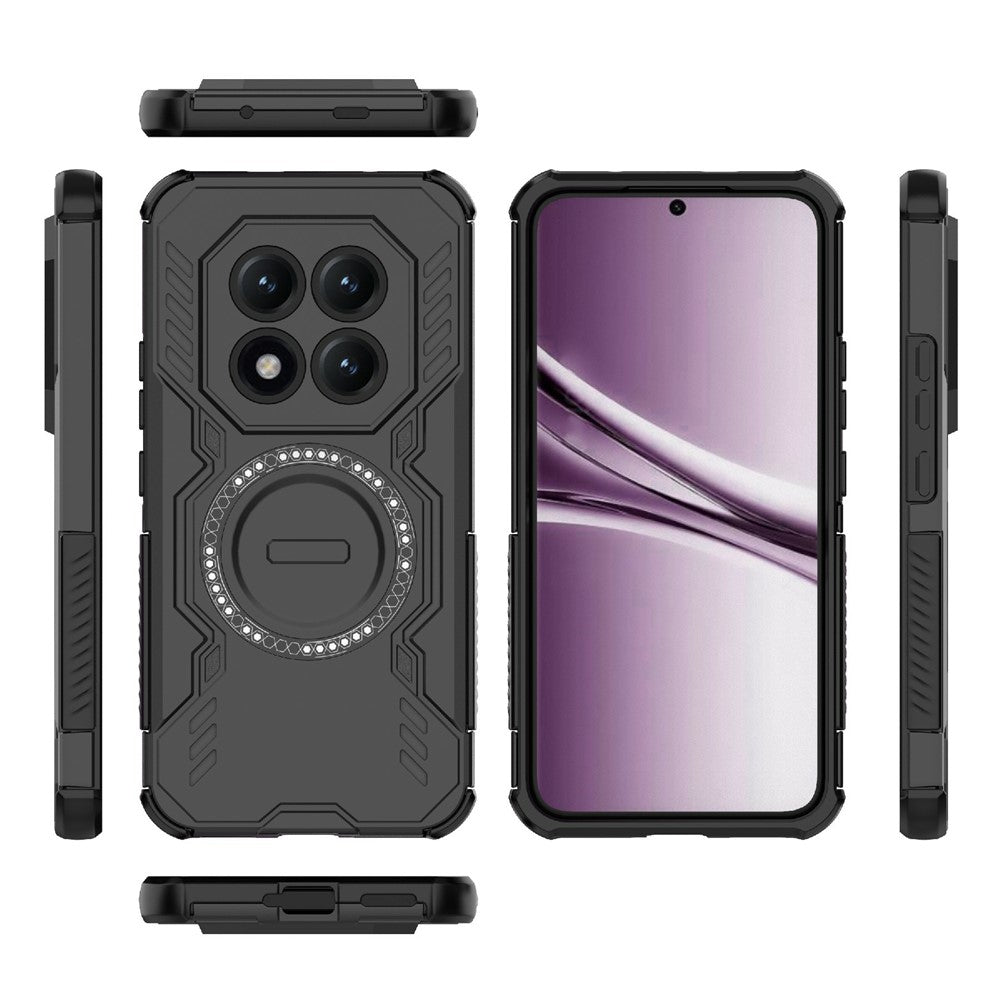 For Xiaomi Poco M8 Pro 5G / Redmi Note 15 Pro+ 5G (Global) Magnetic Case Butterfly Armor Hollow Heat Dissipation PC + TPU Phone Cover - Black