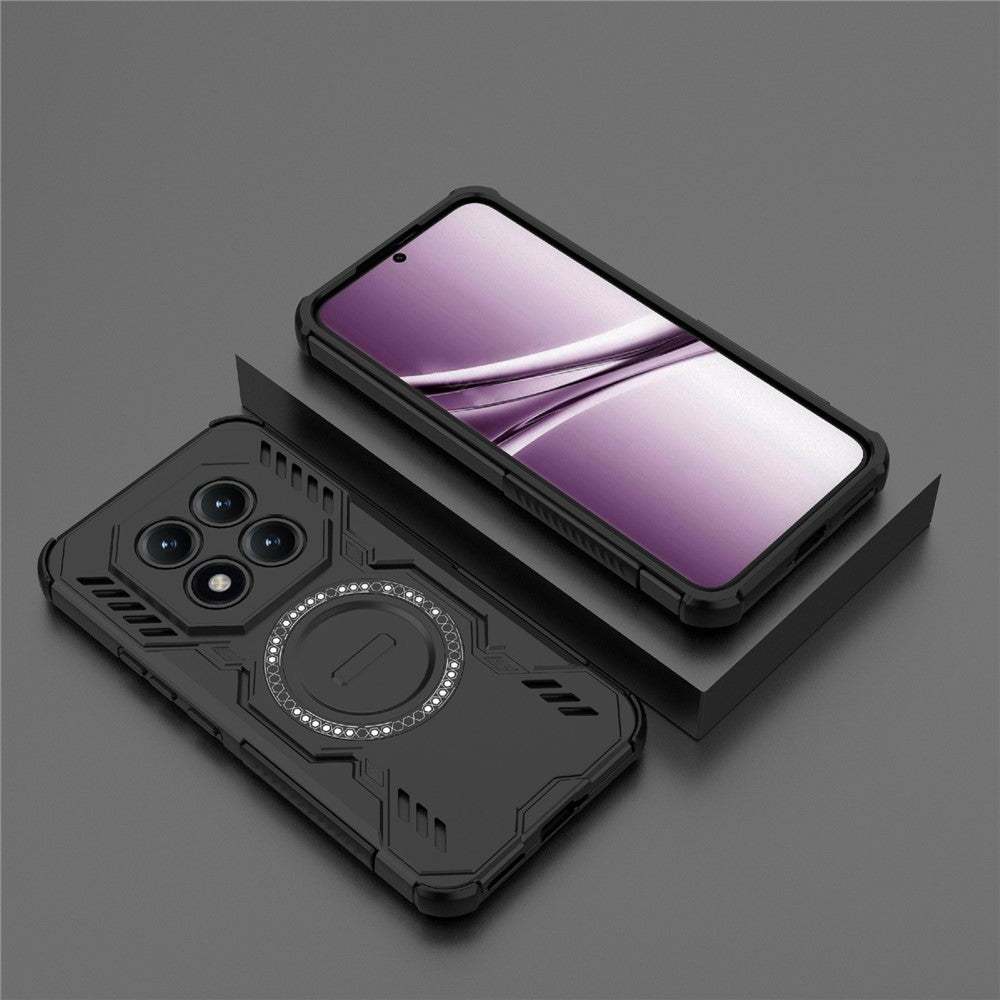 For Xiaomi Poco M8 Pro 5G / Redmi Note 15 Pro+ 5G (Global) Magnetic Case Butterfly Armor Hollow Heat Dissipation PC + TPU Phone Cover - Black
