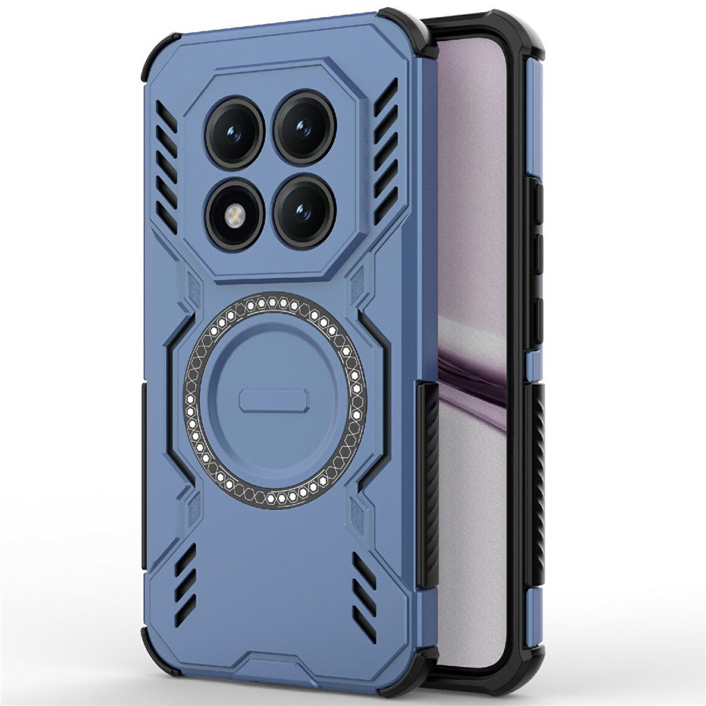 For Xiaomi Poco M8 Pro 5G / Redmi Note 15 Pro+ 5G (Global) Magnetic Case Butterfly Armor Hollow Heat Dissipation PC + TPU Phone Cover - Blue