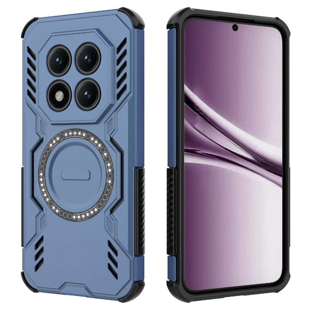 For Xiaomi Poco M8 Pro 5G / Redmi Note 15 Pro+ 5G (Global) Magnetic Case Butterfly Armor Hollow Heat Dissipation PC + TPU Phone Cover - Blue
