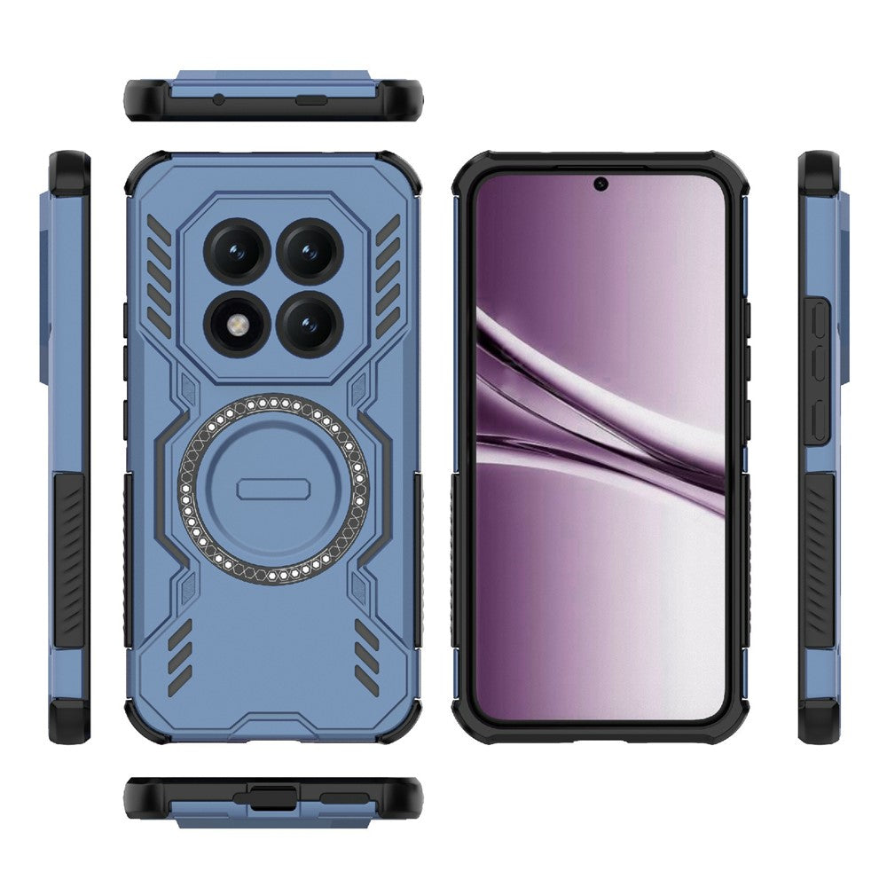 For Xiaomi Poco M8 Pro 5G / Redmi Note 15 Pro+ 5G (Global) Magnetic Case Butterfly Armor Hollow Heat Dissipation PC + TPU Phone Cover - Blue