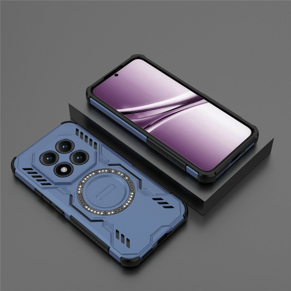 For Xiaomi Poco M8 Pro 5G / Redmi Note 15 Pro+ 5G (Global) Magnetic Case Butterfly Armor Hollow Heat Dissipation PC + TPU Phone Cover - Blue