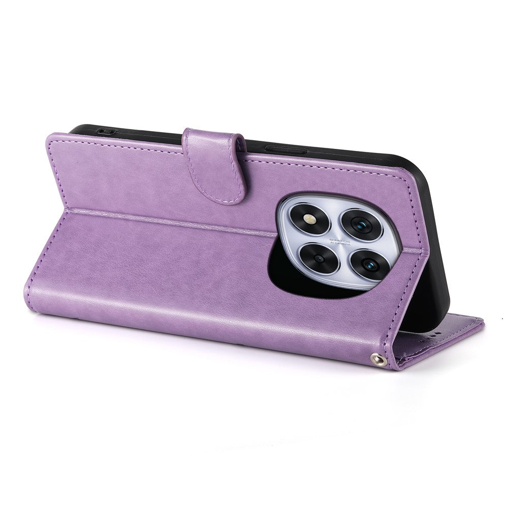 For Xiaomi Poco M8 Pro 5G / Redmi Note 15 Pro+ 5G (Global) Wallet Case Butterfly Floral Imprint PU Leather Phone Cover with Wrist Strap - Purple - Purple