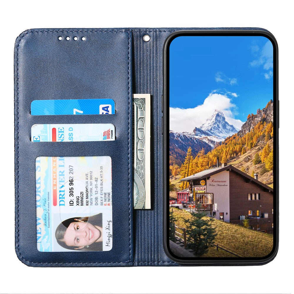 For Xiaomi Redmi Note 15 Pro 5G (Global) Case Calf Texture PU Leather Wallet Phone Cover with Wrist Strap - Blue