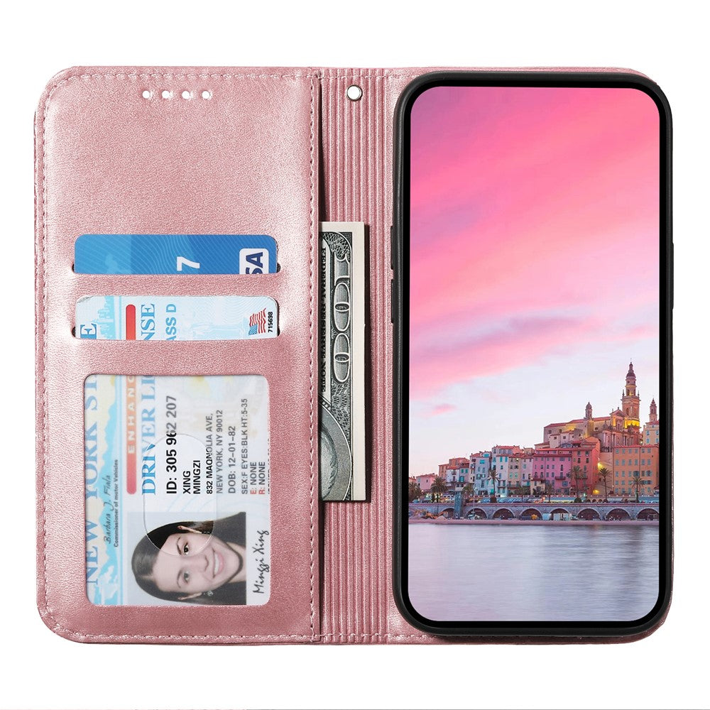 For Xiaomi Redmi Note 15 Pro 5G (Global) Case Calf Texture PU Leather Wallet Phone Cover with Wrist Strap - Rose Gold