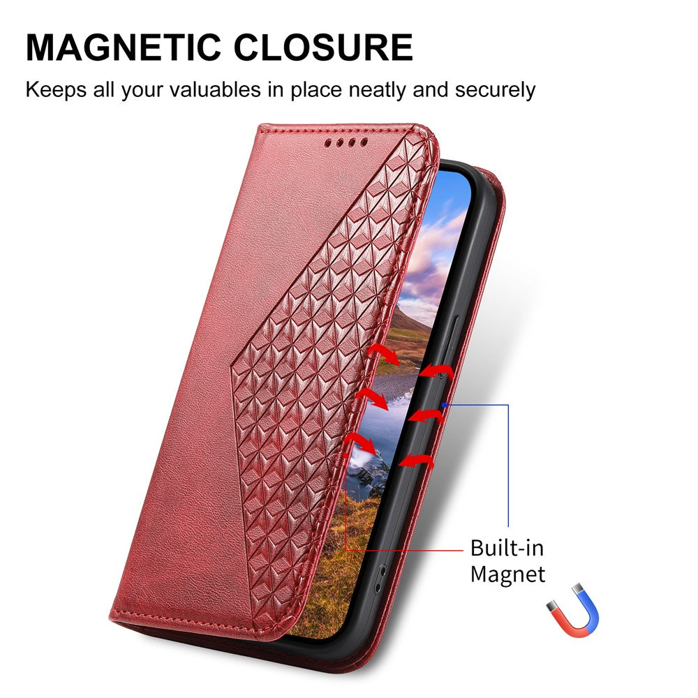 For Xiaomi Poco M8 Pro 5G / Redmi Note 15 Pro+ 5G (Global) Case Calf Texture PU Leather Wallet Phone Cover with Wrist Strap - Red
