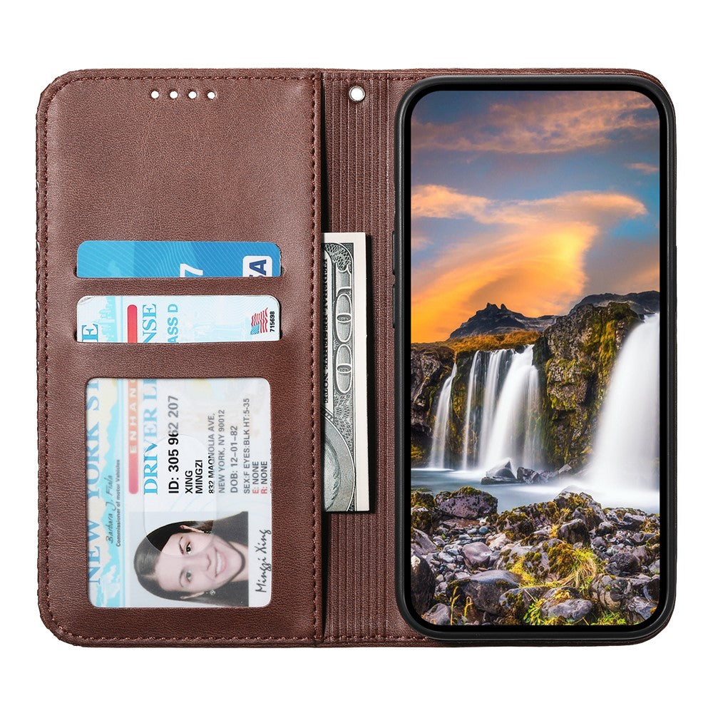 For Xiaomi Poco M8 Pro 5G / Redmi Note 15 Pro+ 5G (Global) Case Calf Texture PU Leather Wallet Phone Cover with Wrist Strap - Brown
