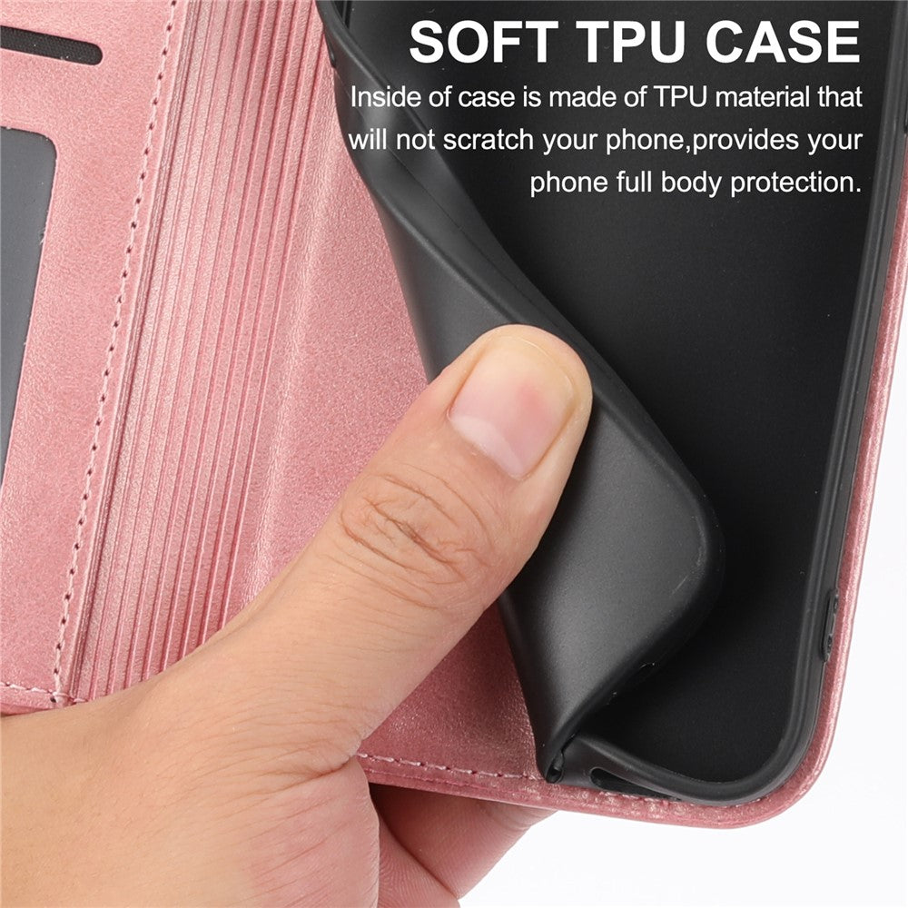 For Xiaomi Poco M8 Pro 5G / Redmi Note 15 Pro+ 5G (Global) Case Calf Texture PU Leather Wallet Phone Cover with Wrist Strap - Rose Gold