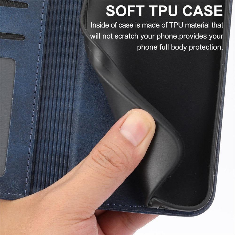 For Xiaomi Poco M8 Pro 5G / Redmi Note 15 Pro+ 5G (Global) Case Calf Texture PU Leather Wallet Phone Cover with Wrist Strap - Blue