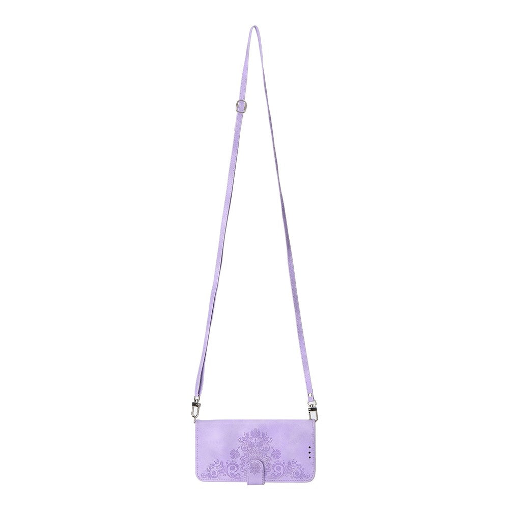 For Xiaomi Poco M8 Pro 5G / Redmi Note 15 Pro+ 5G (Global) Case Flower Pattern PU Leather Wallet Phone Cover with Strap - Light Purple