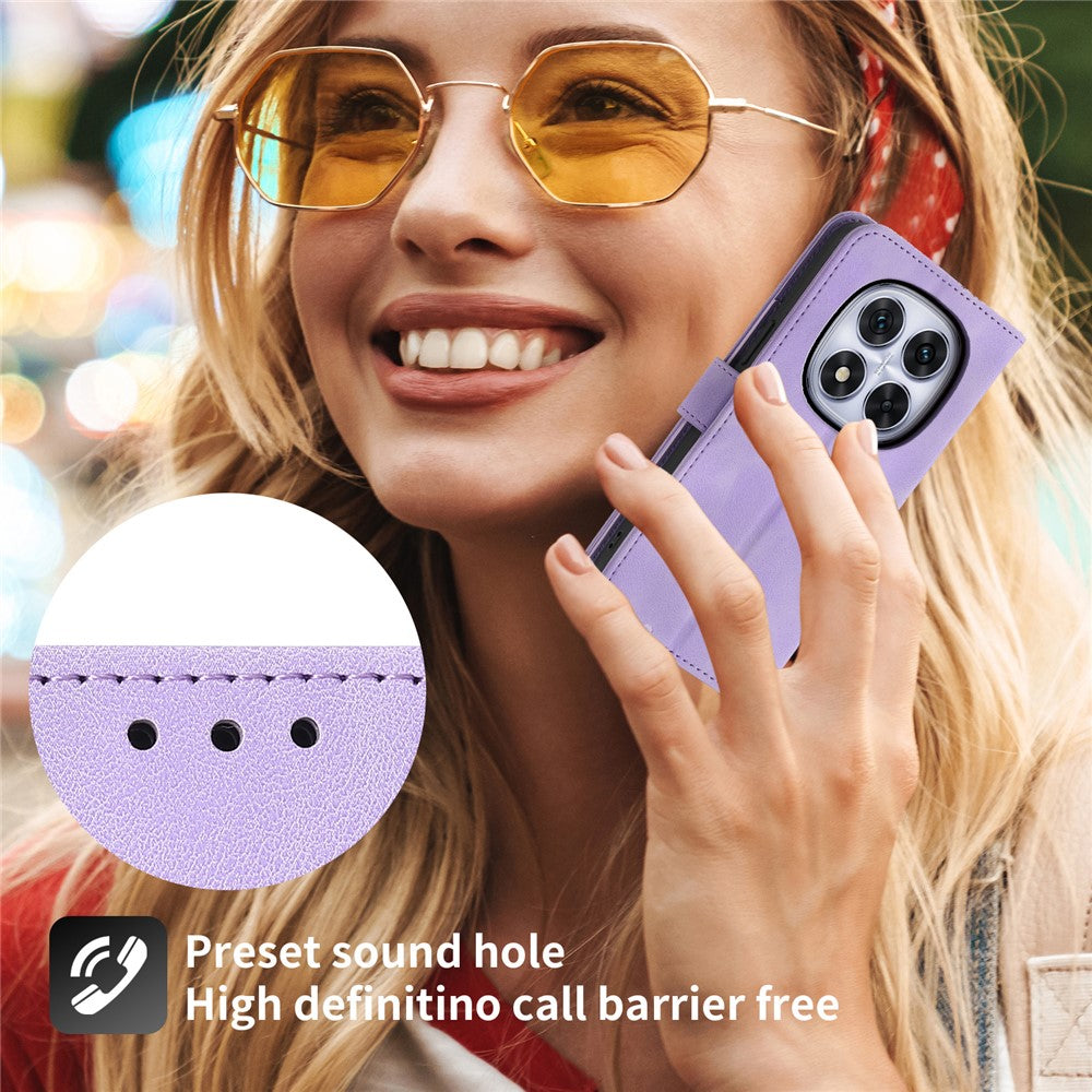 For Xiaomi Poco M8 Pro 5G / Redmi Note 15 Pro+ 5G (Global) Case Flower Pattern PU Leather Wallet Phone Cover with Strap - Light Purple
