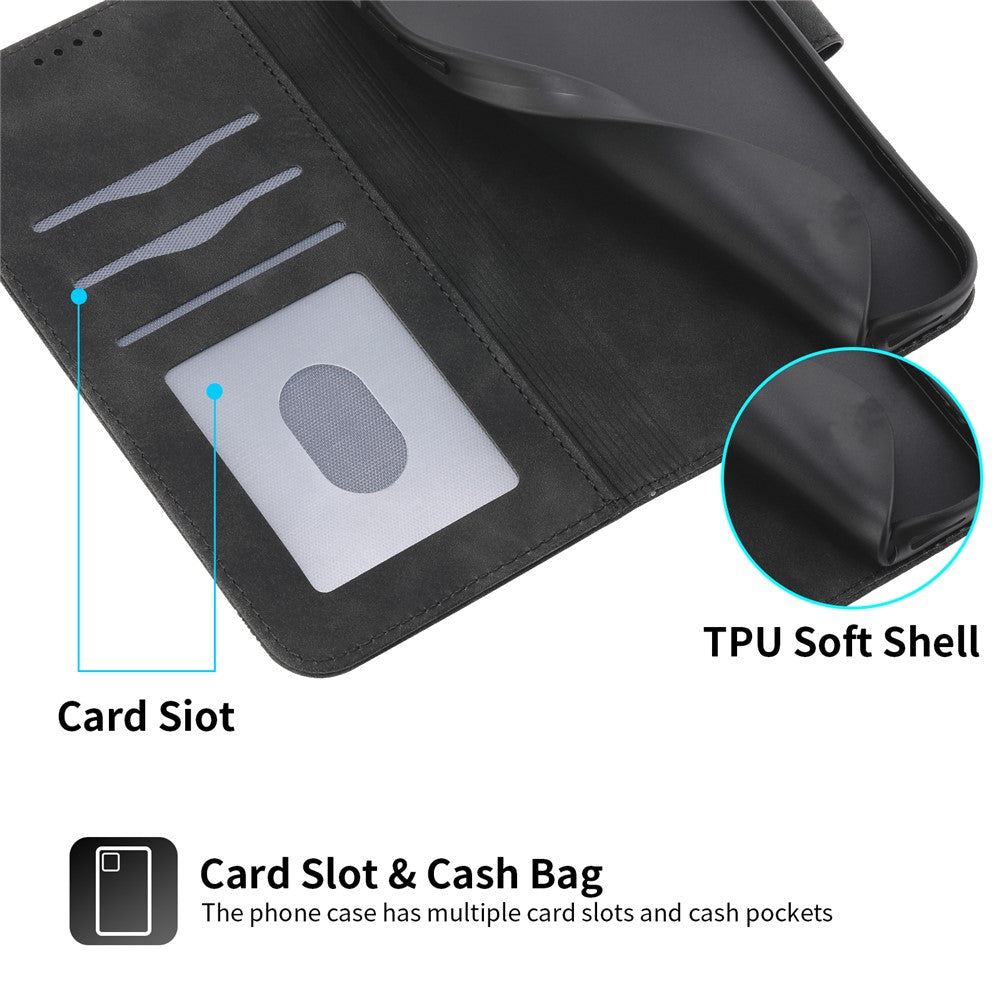 DIERFENG DF-03 For Xiaomi Poco M8 Pro 5G / Redmi Note 15 Pro+ 5G (Global) Case Lines Imprint Wallet Leather Phone Cover with Wrist Strap - Black