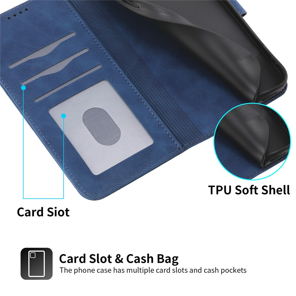DIERFENG DF-03 For Xiaomi Poco M8 Pro 5G / Redmi Note 15 Pro+ 5G (Global) Case Lines Imprint Wallet Leather Phone Cover with Wrist Strap - Blue