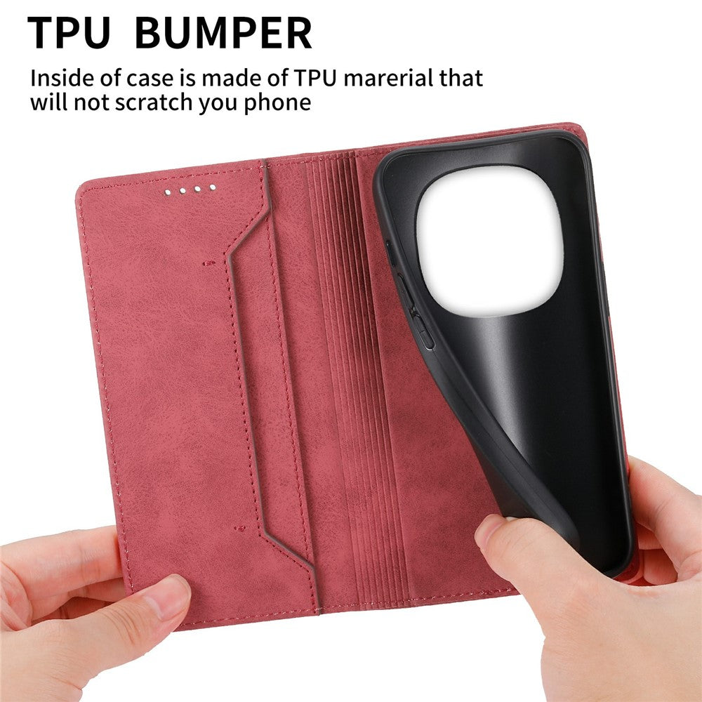 For Xiaomi Redmi Note 15 Pro 5G (Global) Wallet Case RFID Blocking PU Leather Phone Cover - Red