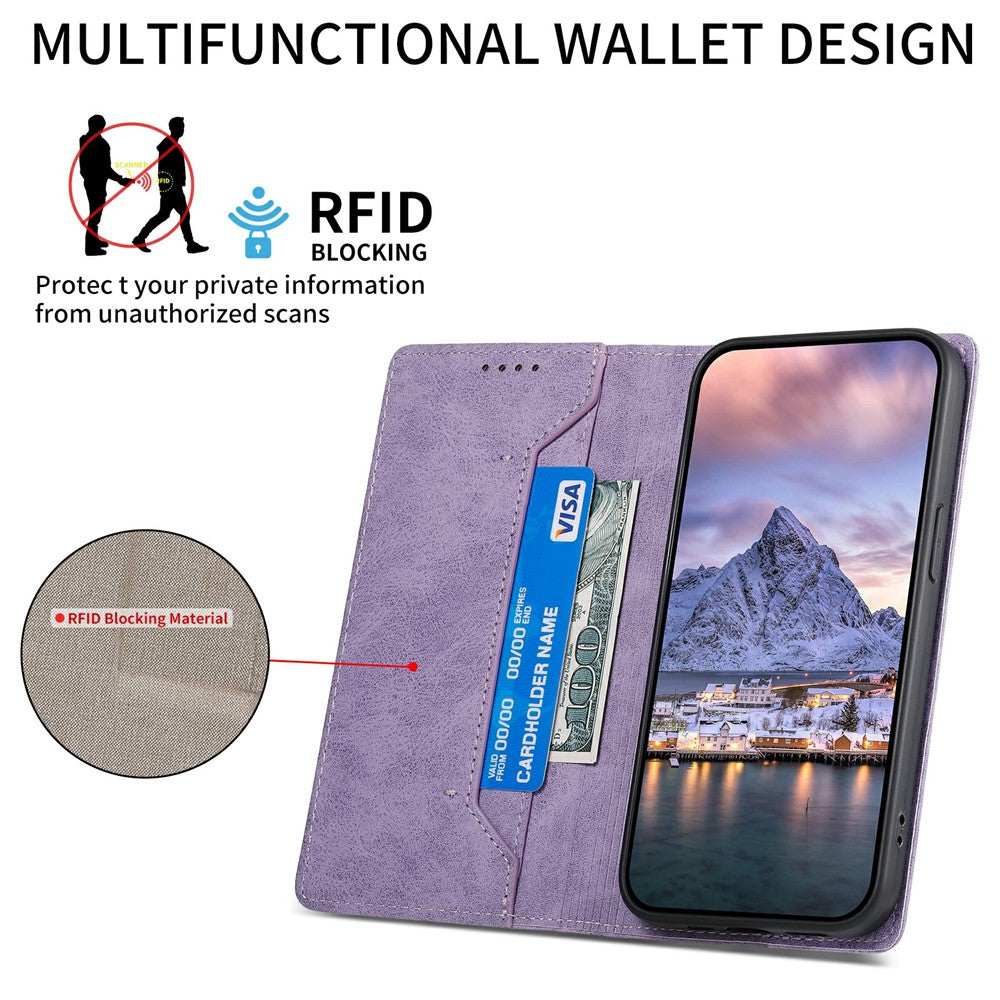 For Xiaomi Poco M8 Pro 5G / Redmi Note 15 Pro+ 5G (Global) Wallet Case RFID Blocking PU Leather Phone Cover - Purple