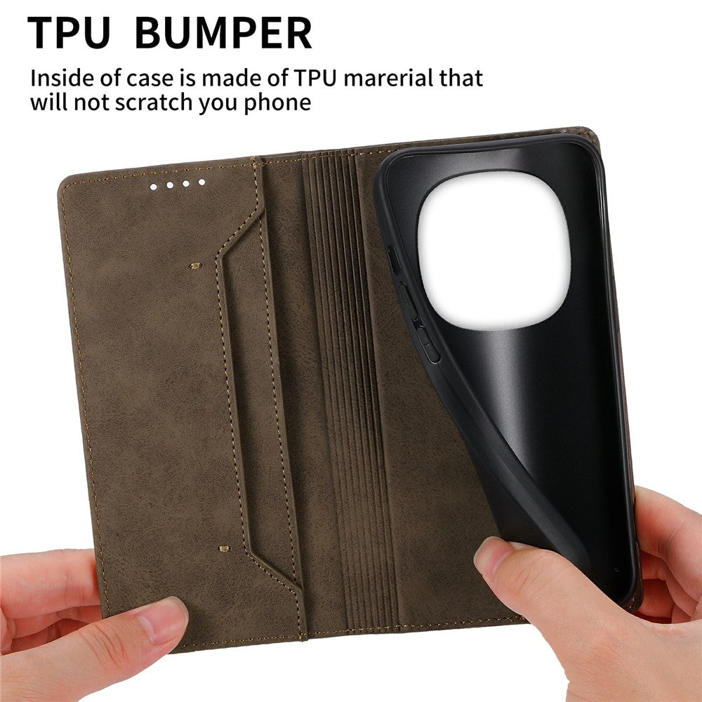 For Xiaomi Poco M8 Pro 5G / Redmi Note 15 Pro+ 5G (Global) Wallet Case RFID Blocking PU Leather Phone Cover - Brown