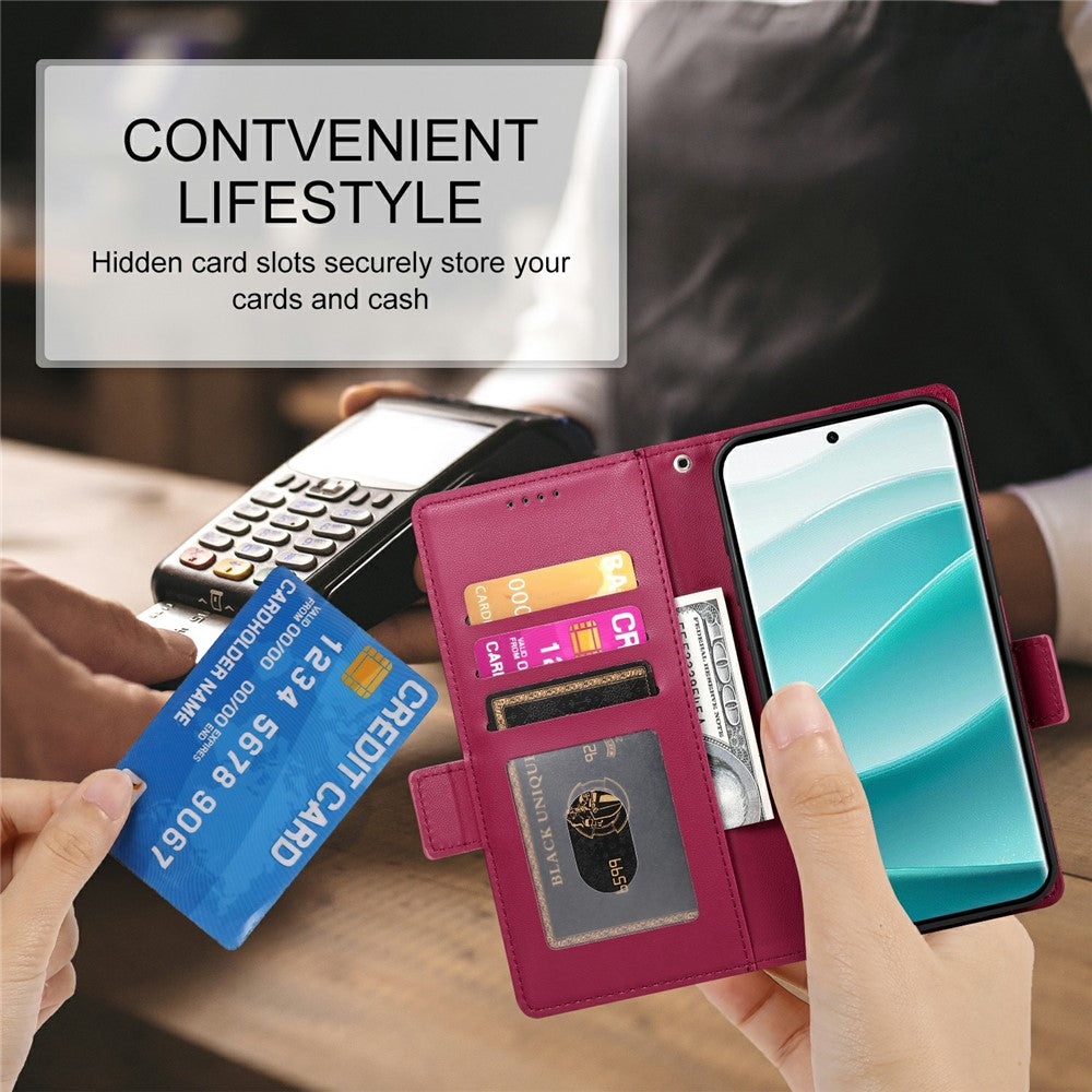 For Xiaomi Redmi Note 15 Pro 5G (Global) Stand Case PU Leather Wallet Phone Cover - Wine Red