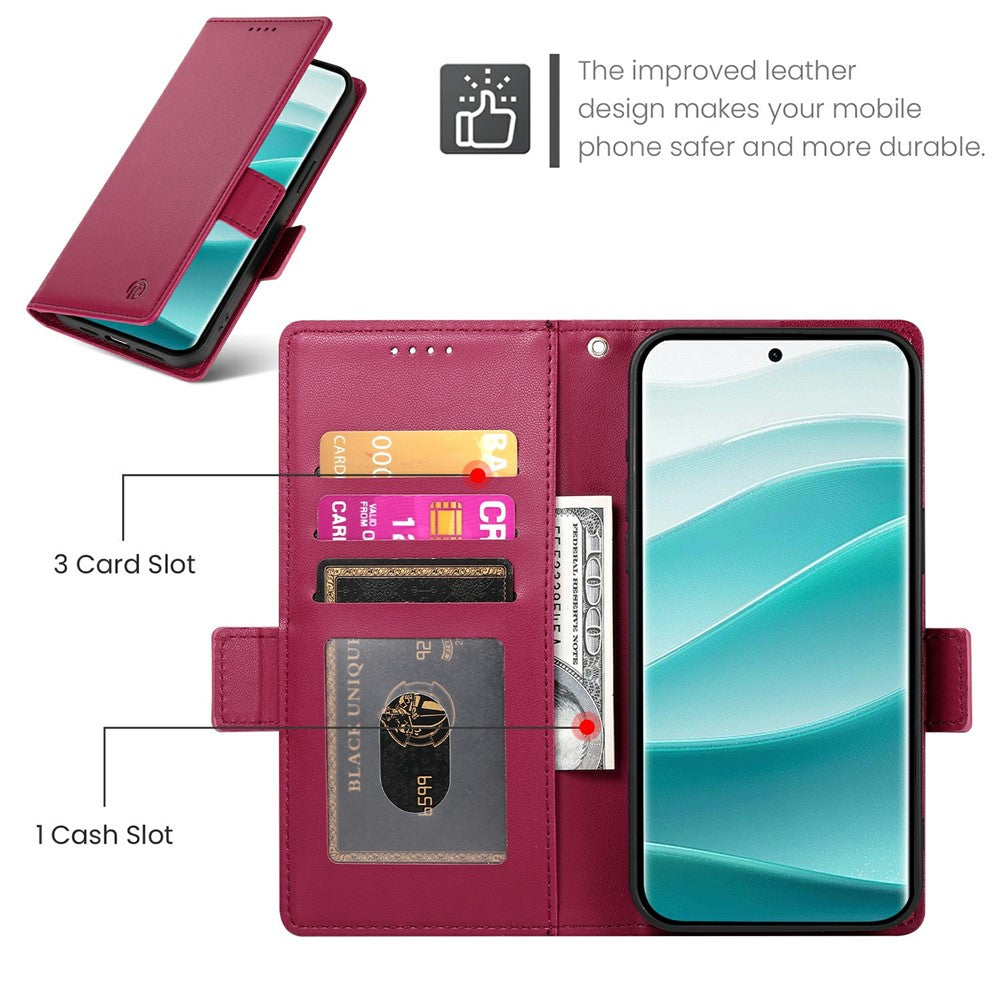 For Xiaomi Redmi Note 15 Pro 5G (Global) Stand Case PU Leather Wallet Phone Cover - Wine Red