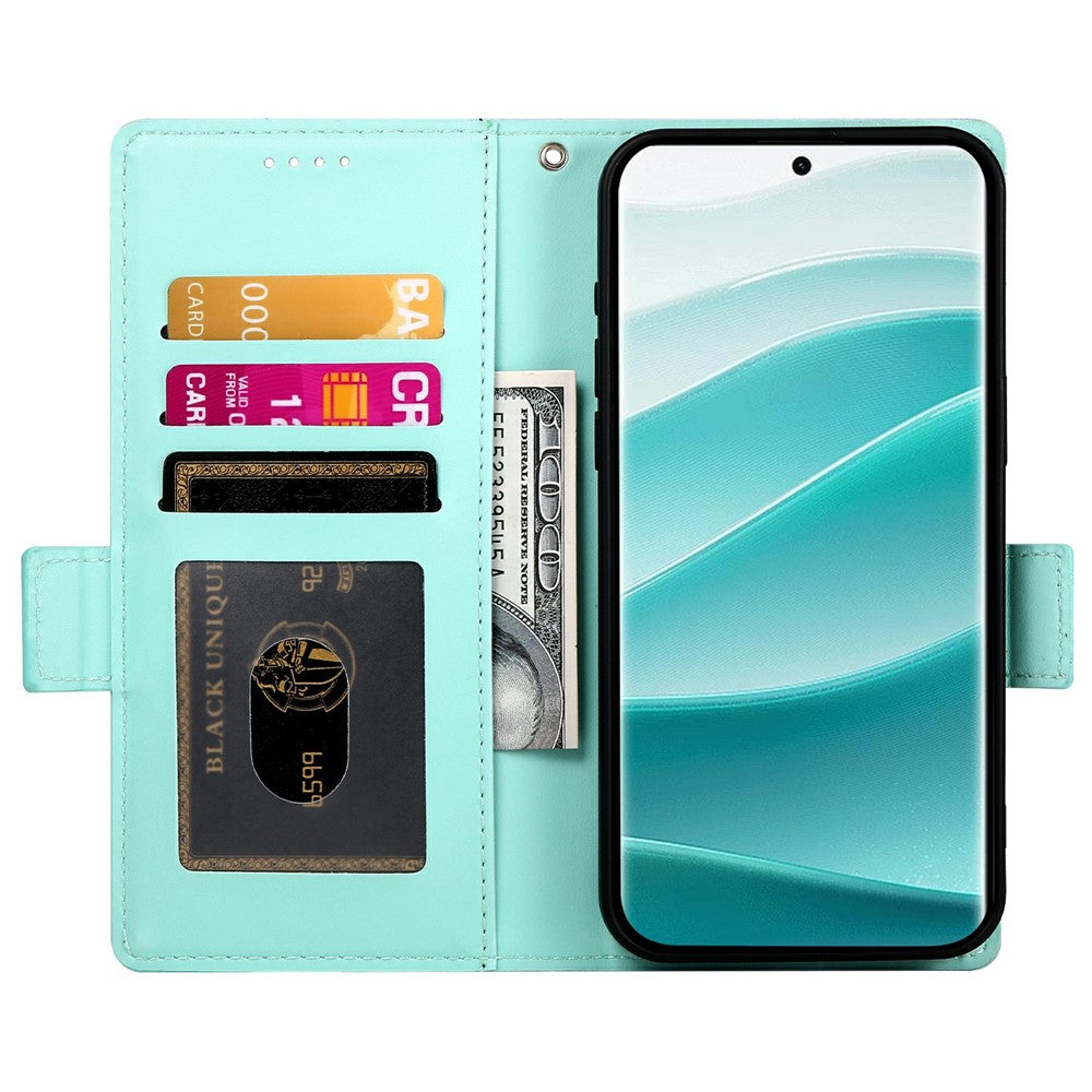 For Xiaomi Redmi Note 15 Pro 5G (Global) Stand Case PU Leather Wallet Phone Cover - Mint Green