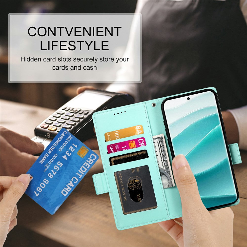 For Xiaomi Redmi Note 15 Pro 5G (Global) Stand Case PU Leather Wallet Phone Cover - Mint Green